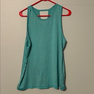 Ideology Teal Striped Tank Top Large.